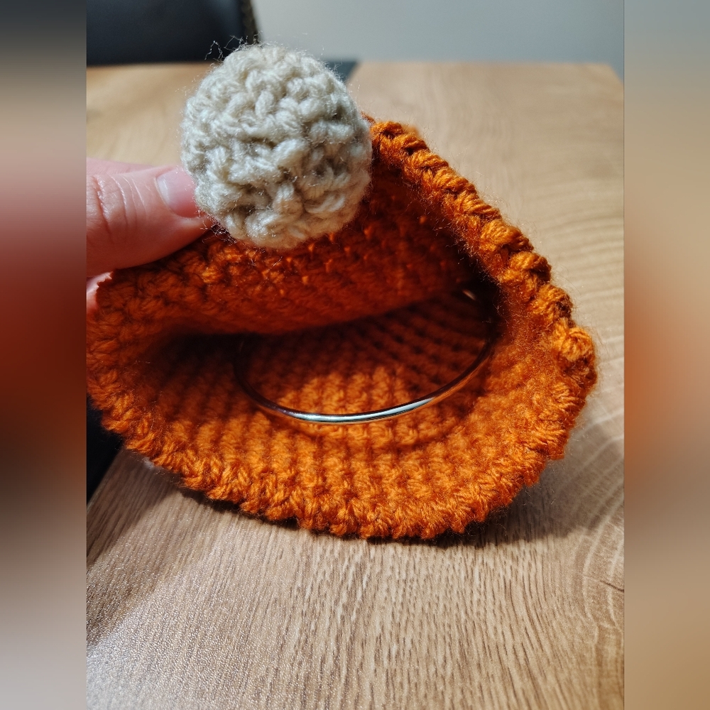 Handmade Crochet Gnome Fall Towel Topper - Picture 5 of 5